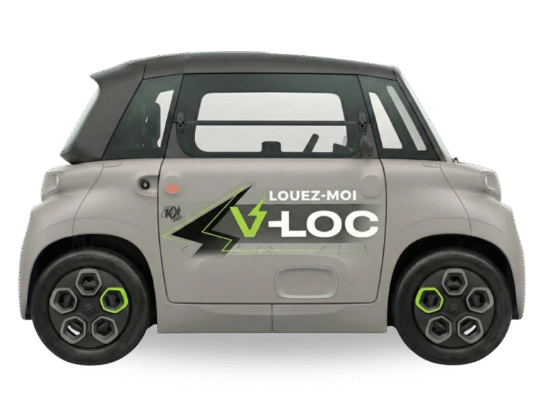 Voiture électrique sans permis V-Loc, solution de location urbaine écologique et compacte